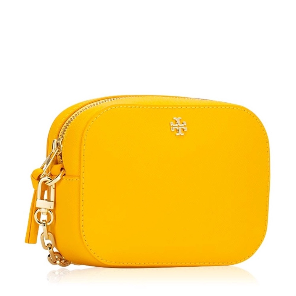 Tory Burch Emerson Round Yellow Leather Crossbody - Picture 3 of 8